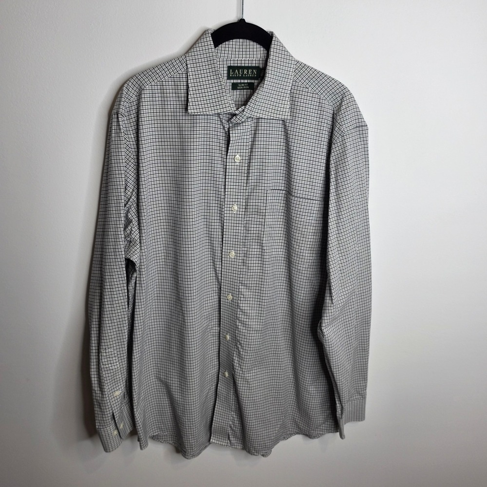 Lauren Ralph Lauren Dress Shirt Mens 16.5 34/35 Slim Fit Non Iron Checkered